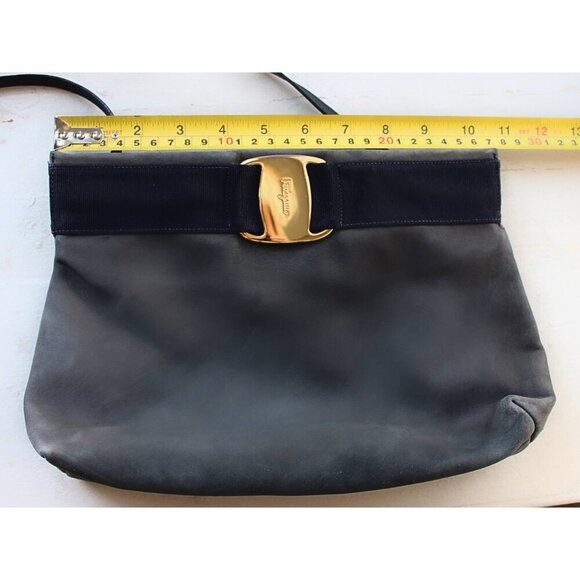 Salvatore Ferragamo - Vintage "Vara" Convertible Clutch in Blue Grey, Italy - Picture 8 of 11